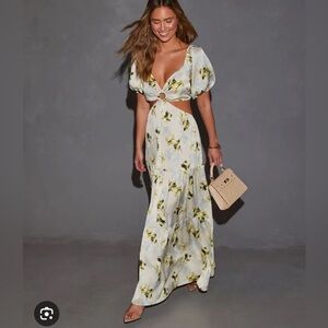 VICI Floral Maxi Dress with Cutout Detail